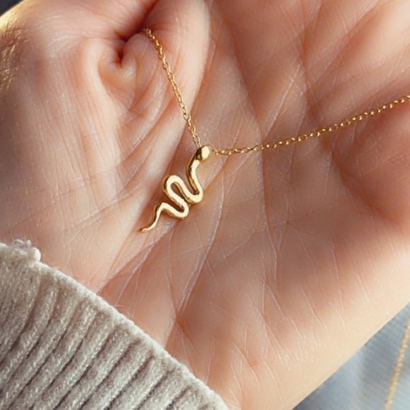 14K Gold Vermeil Snake Necklace - Picture 6 of 13